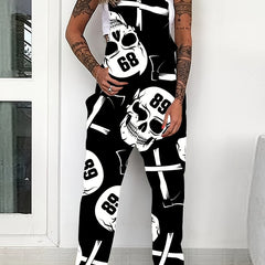 Plus Size Goth Jumpsuit Women's Skull Loose Fit Tank
