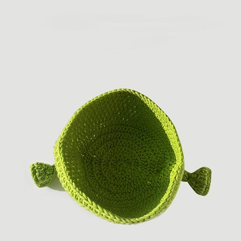Men's Winter Green Cover Up Cartoon Anime Knit Lined Hat