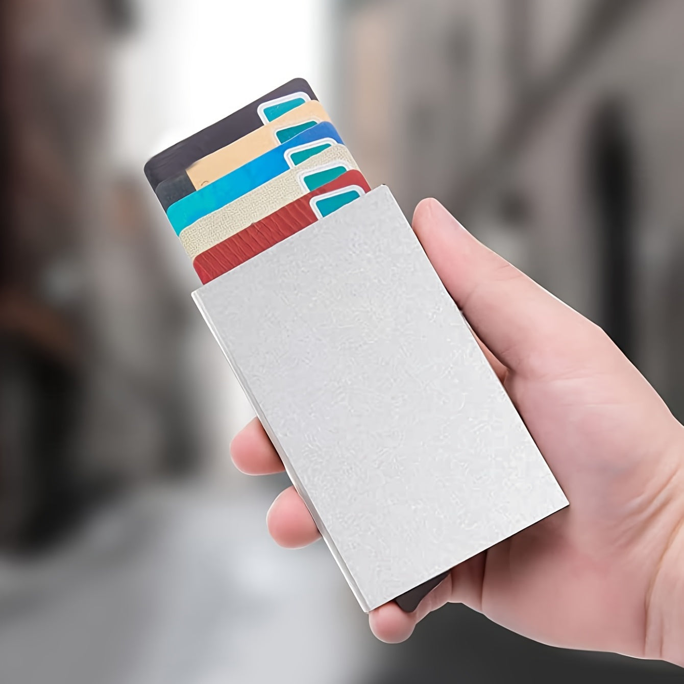 RFID Alum. Card Holder Slim Mini Pop Up Metal Wallet