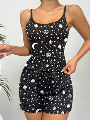 Starry Sky Pajama Set Cami Top & Shorts Women's Sleepwear