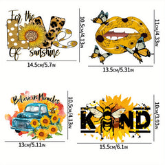 4pcs Yellow Sunflower Iron-On Patches DIY T-shirt Backpack