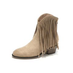 Women's Tassel Chunky Heel Ankle Boots Comfortable Outdoor Shoes