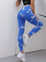 Tie Dye Seamless Yoga Leggings High Waist Sports Tights Women's Activewear