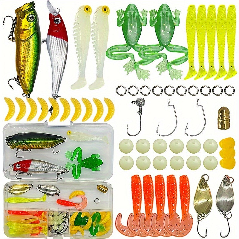 Freshwater Fishing Lures Kit for Bass Trout Crappie Salmon 72pcs