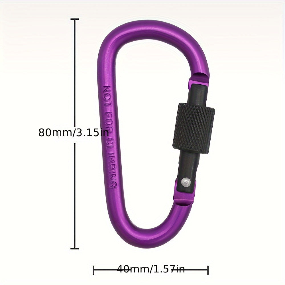 2pcs Colorful D-shaped Aluminum Alloy Hook With Lock For Camping