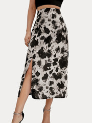 Graphic Print Split Skirt High Waist Casual Summer Women's Clothing