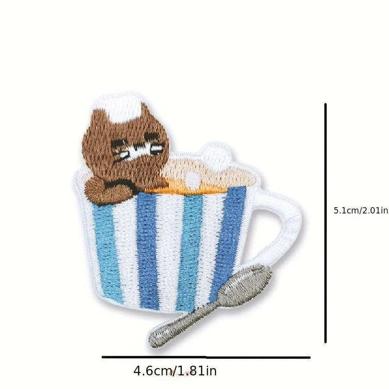 4pcs Animal Dessert Embroidery Stickers Clothes Decoration