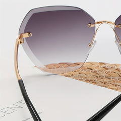 Large Rimless Sunglasses Gradient Glasses UV400