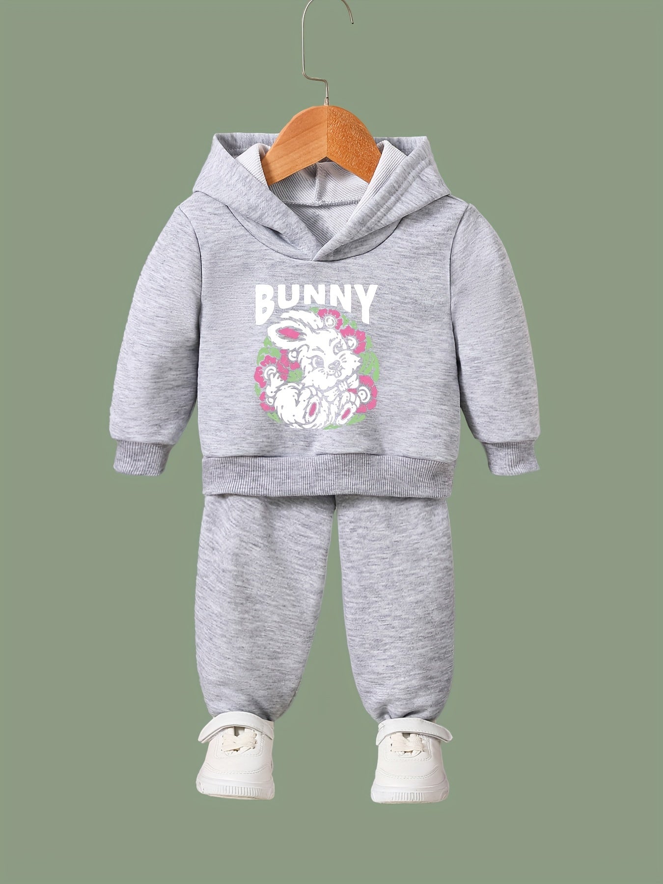 OERYUI Kids Bunny Print Activewear Set - Hoodie & Pants