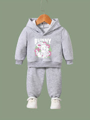 OERYUI Kids Bunny Print Activewear Set - Hoodie & Pants
