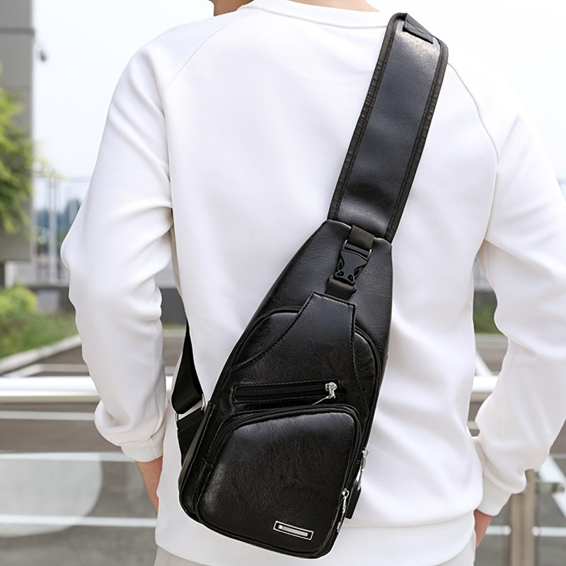 Casual Men's Shoulder Bag USB Chest Bag