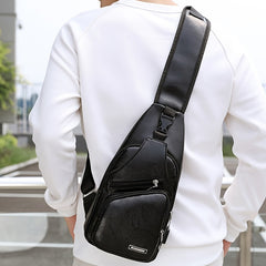 Casual Men's Shoulder Bag USB Chest Bag