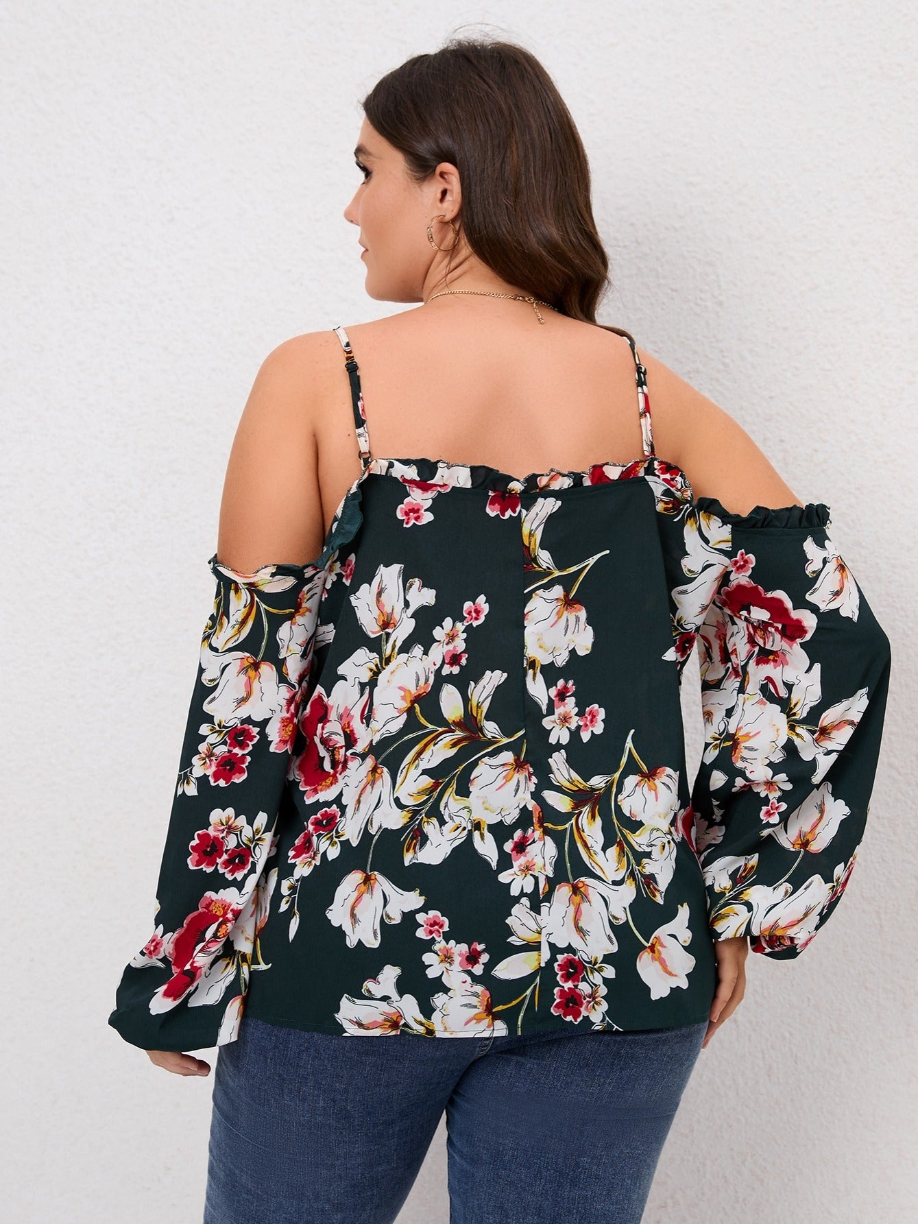 Floral Cold Shoulder Blouse Spring Fall Shirt