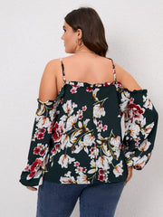 Floral Cold Shoulder Blouse Spring Fall Shirt
