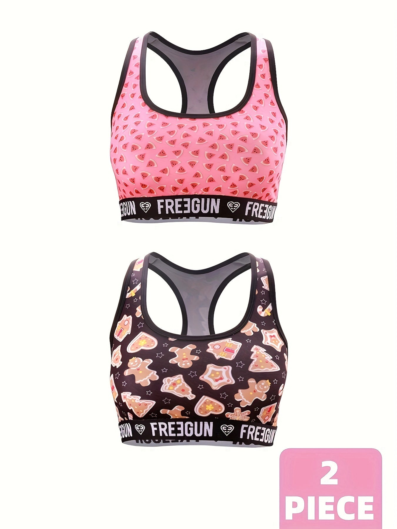2pcs Letter Print Sports Bras for Women