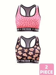 2pcs Letter Print Sports Bras for Women