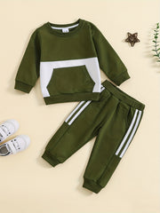Contrast Sweatsuit Long Sleeve Pullover & Pants Set Baby's Outfit