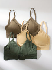 3pcs Solid Cami Tops Soft & Comfy Crop Top Women's Lingerie