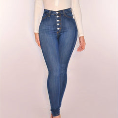 High Rise Skinny Jeans with Button Fly