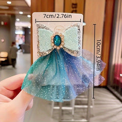 Princess Bow Mesh Crystal Hair Clip Sweet Hairpin