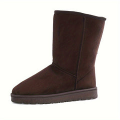 Women's Platform Snow Boots Round Toe Mid Calf Plush Winter Warm Shoes