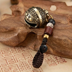 Vintage Brass Lion Head Bell Keychain Men's Women's Gift Pendant