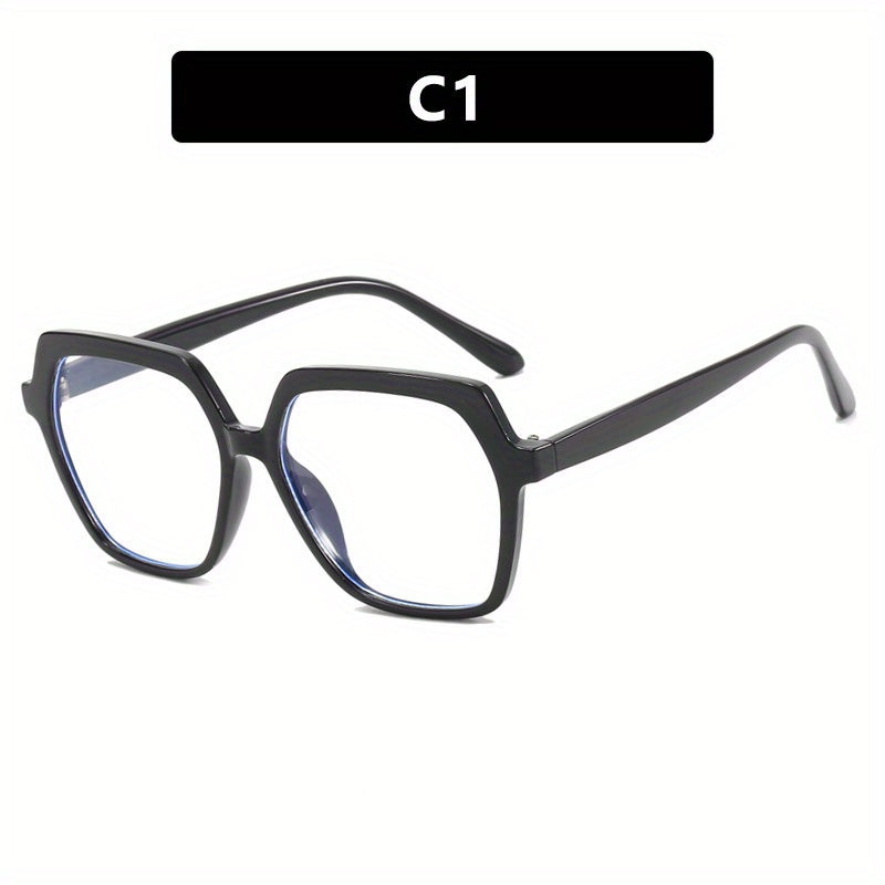 Large Polygon Clear Lens Glasses for Women Men with Case