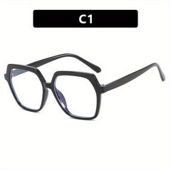 Large Polygon Clear Lens Glasses for Women Men with Case
