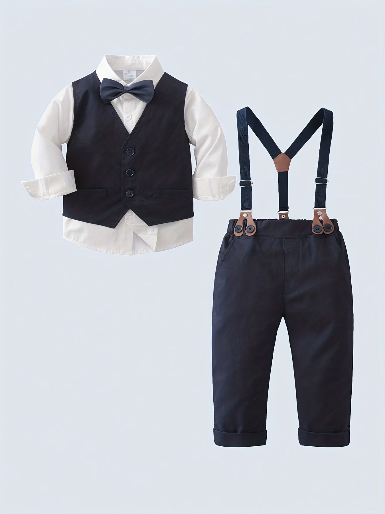 Baby Boys Gentleman Vest Bib Pants Set Party Costume
