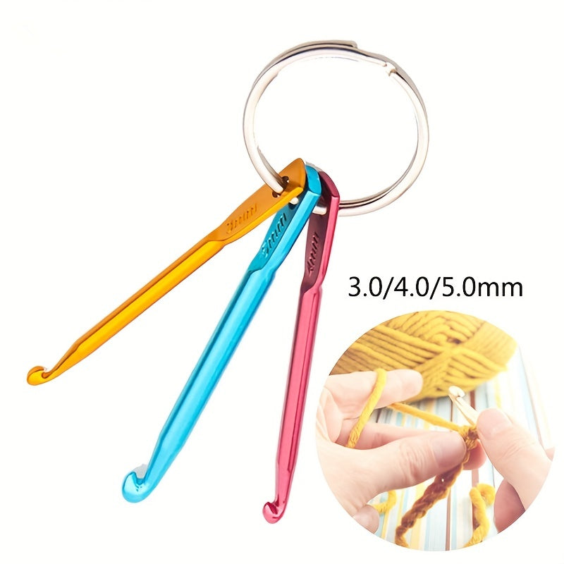 3pcs Crochet Single End Knitting Tools Key Ring Ergonomic Handle Hooks Needles