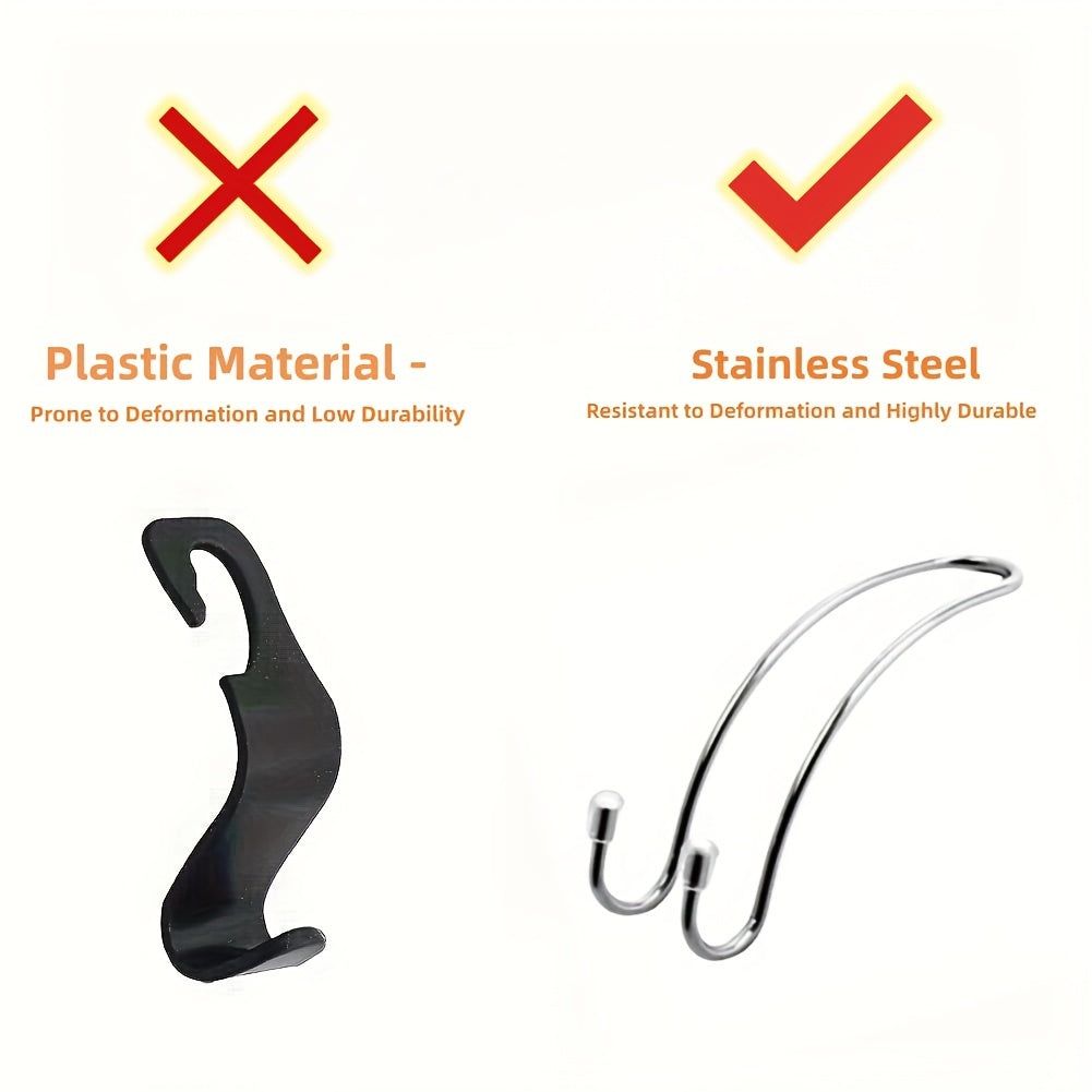 2pcs Car Seat Headrest Hooks Stainless Steel U Type Car Organizer