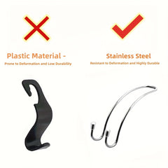 2pcs Car Seat Headrest Hooks Stainless Steel U Type Car Organizer