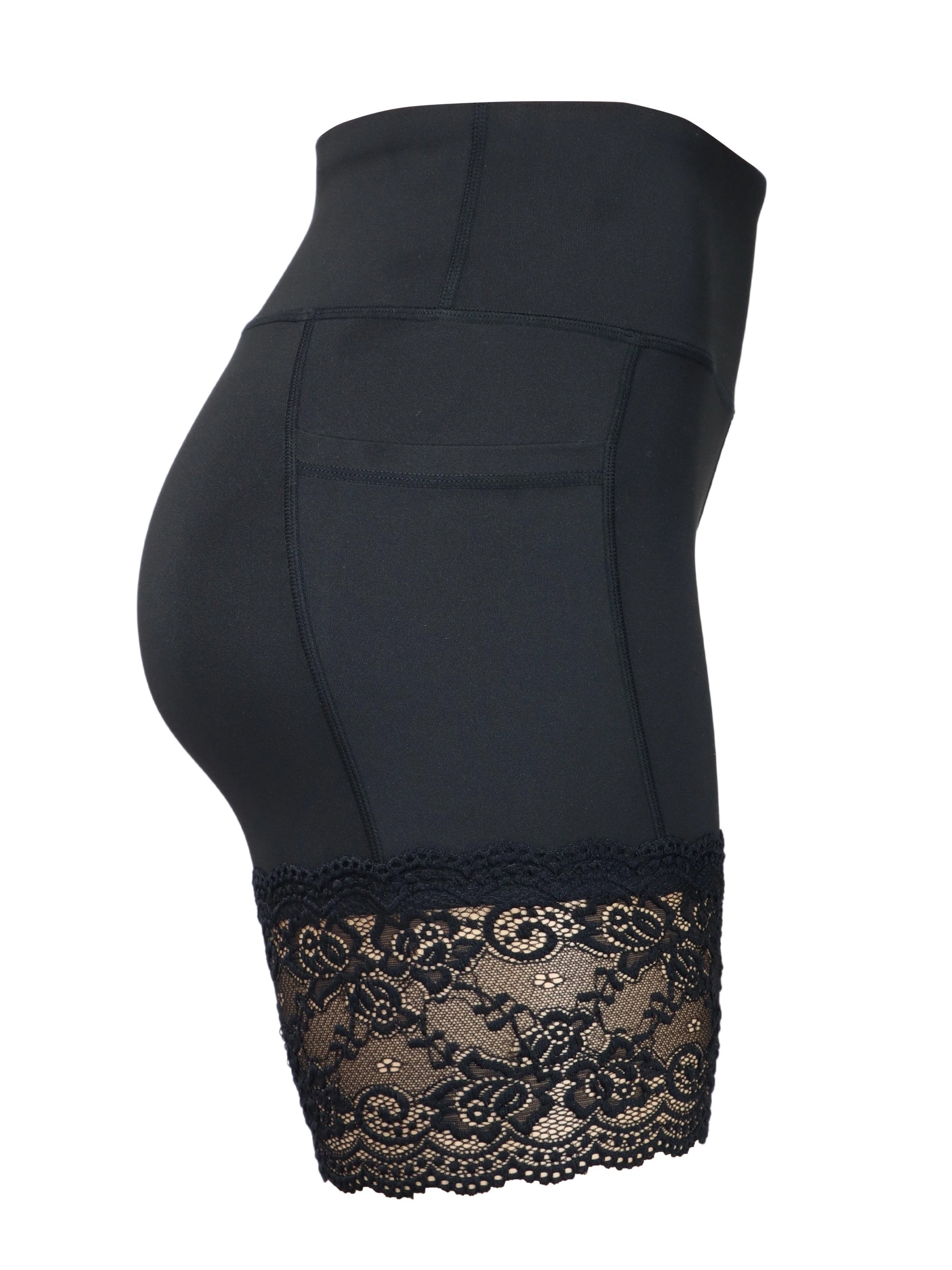 Women's Lace Decor Yoga Running Shorts Butt Lifting Slim Stretchy
