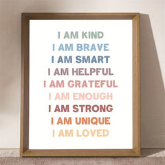 Nursery Decor Affirmations Print I Am Kind I Am Brave Inspirational Quote