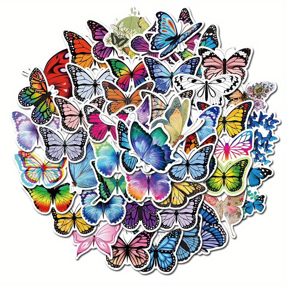 50pcs Butterfly Stickers Laptop Phone Skateboard DIY Notebooks Scrapbooks