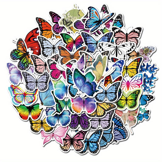 50pcs Butterfly Stickers Laptop Phone Skateboard DIY Notebooks Scrapbooks