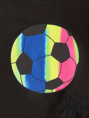 Boys Soccer Print T Shirt and Shorts Set for Summer Kids