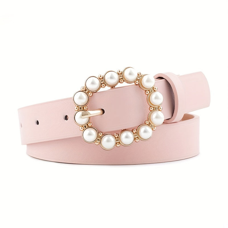 4pcs Leather Pearl Belt with Japanese Character Buckle for Girls