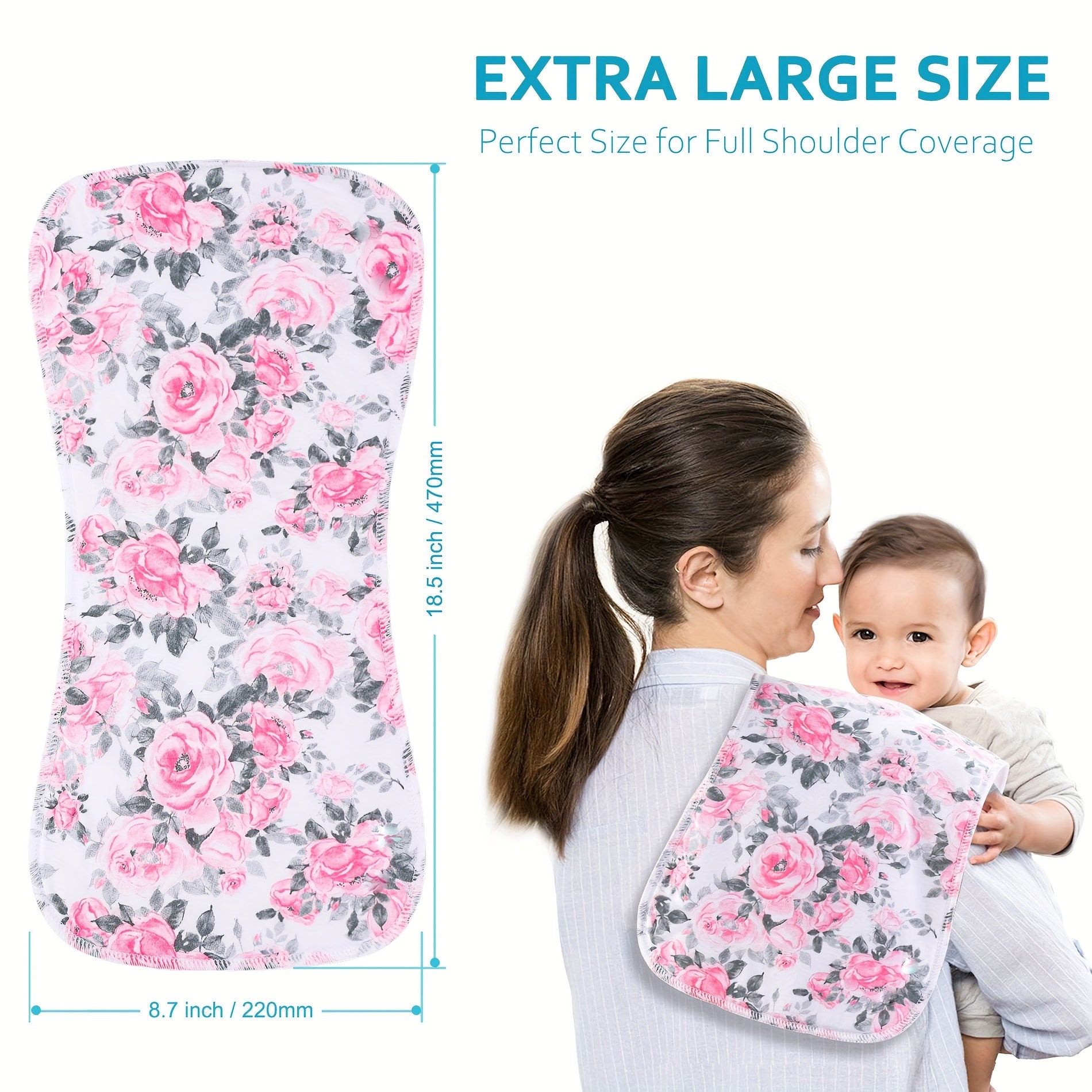 2 Pack Cotton Baby Burp Cloths Soft For Baby Girls