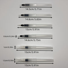 6pcs Watercolor Pens with Soluble Tips & Flat Brush Heads for Painting
