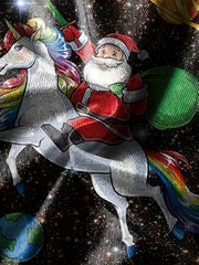 Santa Claus Riding Unicorn Print Boys Christmas Sweatshirt