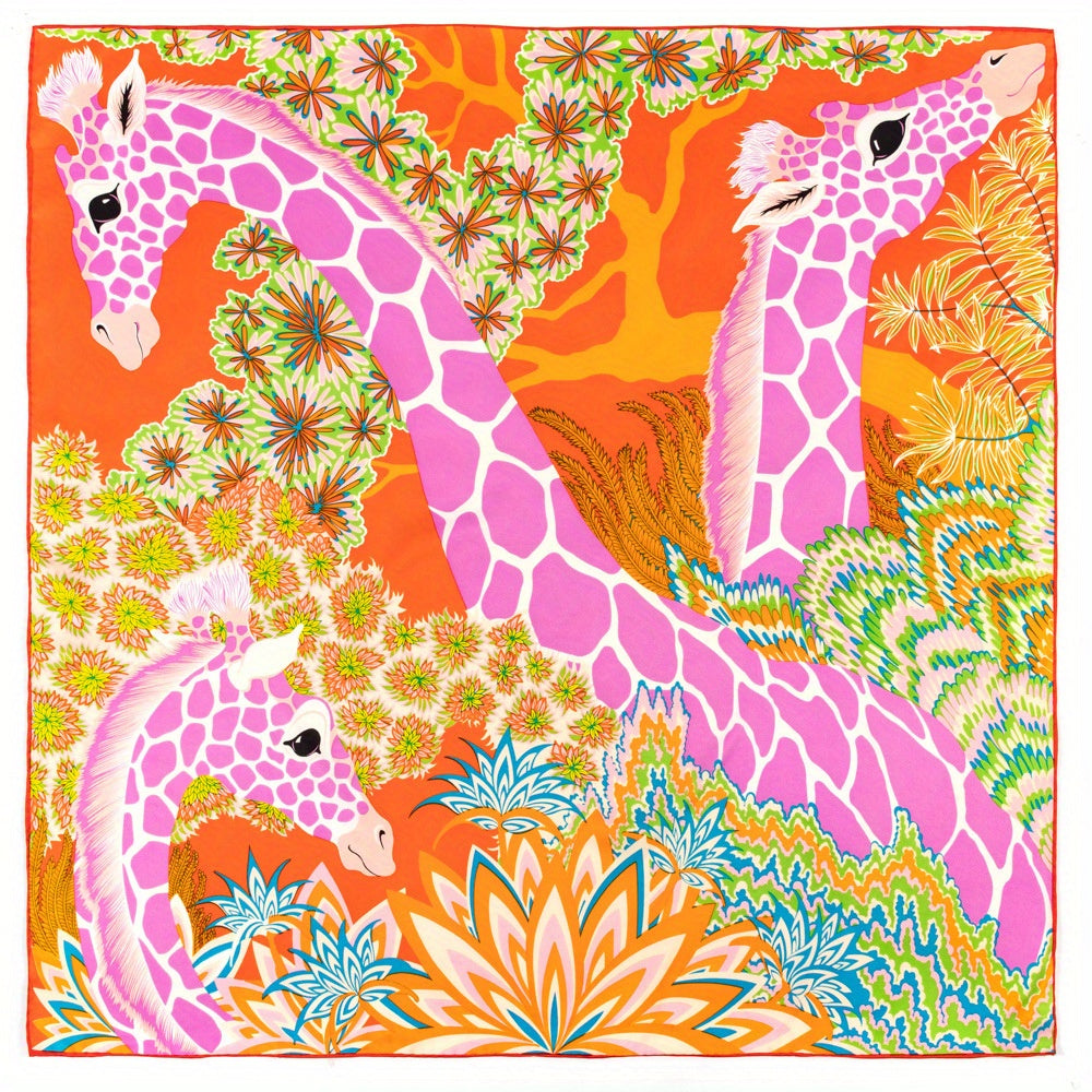 Boho Deer Print Shawl Classic Graffiti Square Scarf Head Wrap