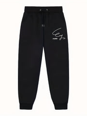 Letter Print Joggers With Pockets Men's Drawstring Pants
