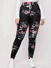 Women's Plus Floral High Stretch Skinny Pants