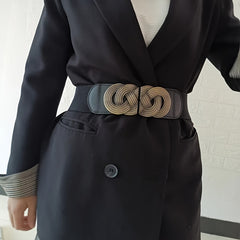 Vintage Elastic Wide Belt Women's Waist Cover for Down Jacket