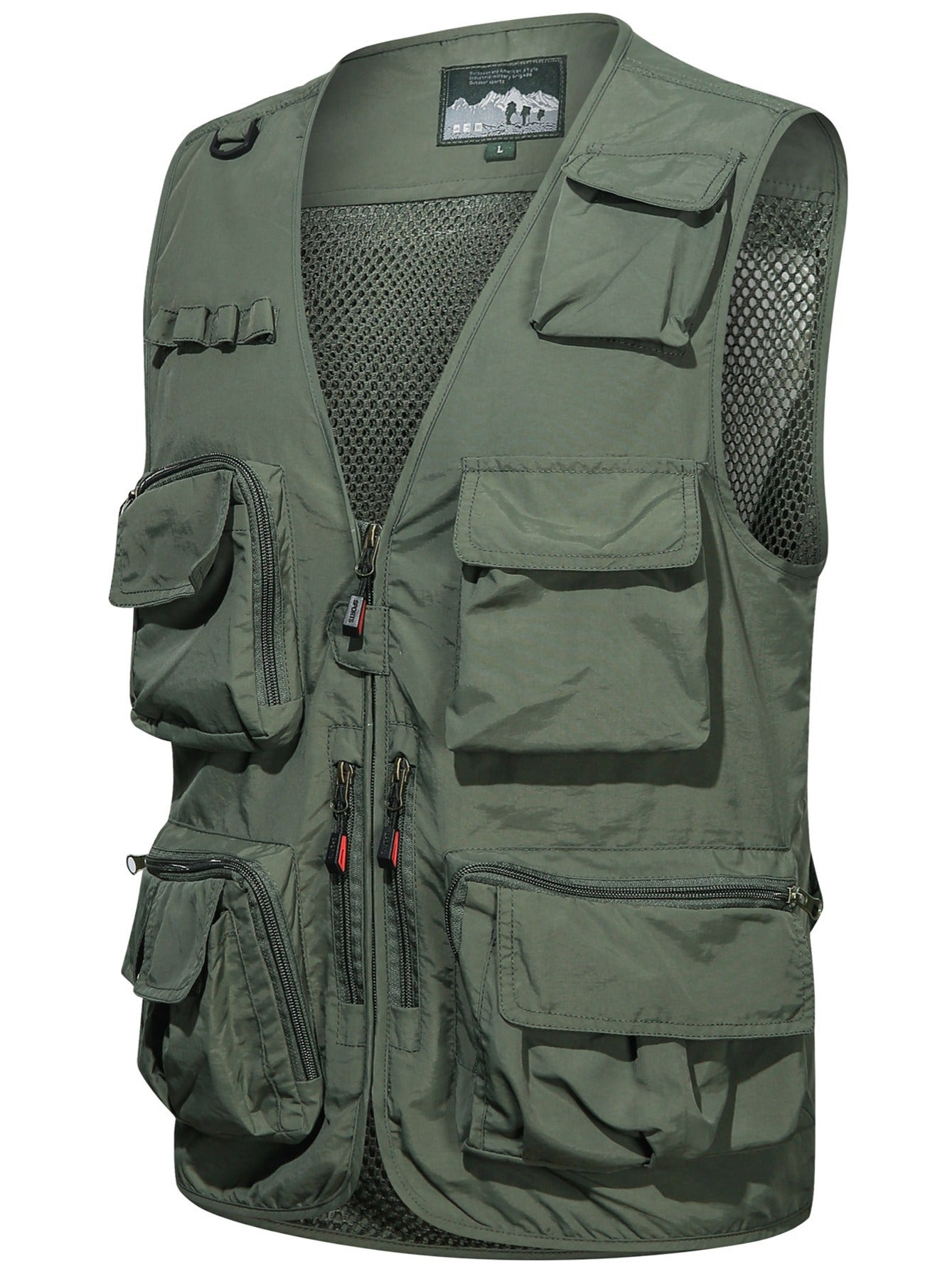 Cargo Vest Men's Casual Outwear V Neck Zip Up Vest Spring Summer