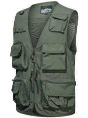 Cargo Vest Men's Casual Outwear V Neck Zip Up Vest Spring Summer