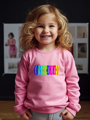 Girls Pattern Print Crew Neck Sweatshirt