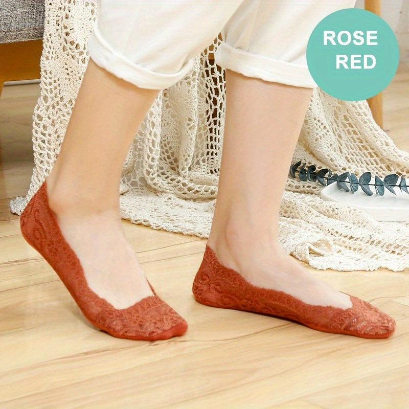 Floral Lace No Show Socks Soft Lightweight Ankle Stockings