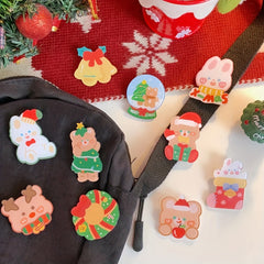 11pcs Christmas Rabbit Bear Brooch for Boys